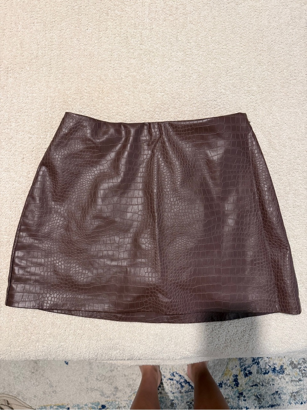 Abercrombie & Fitch Faux Croc Mini Skirt - Dark Brown